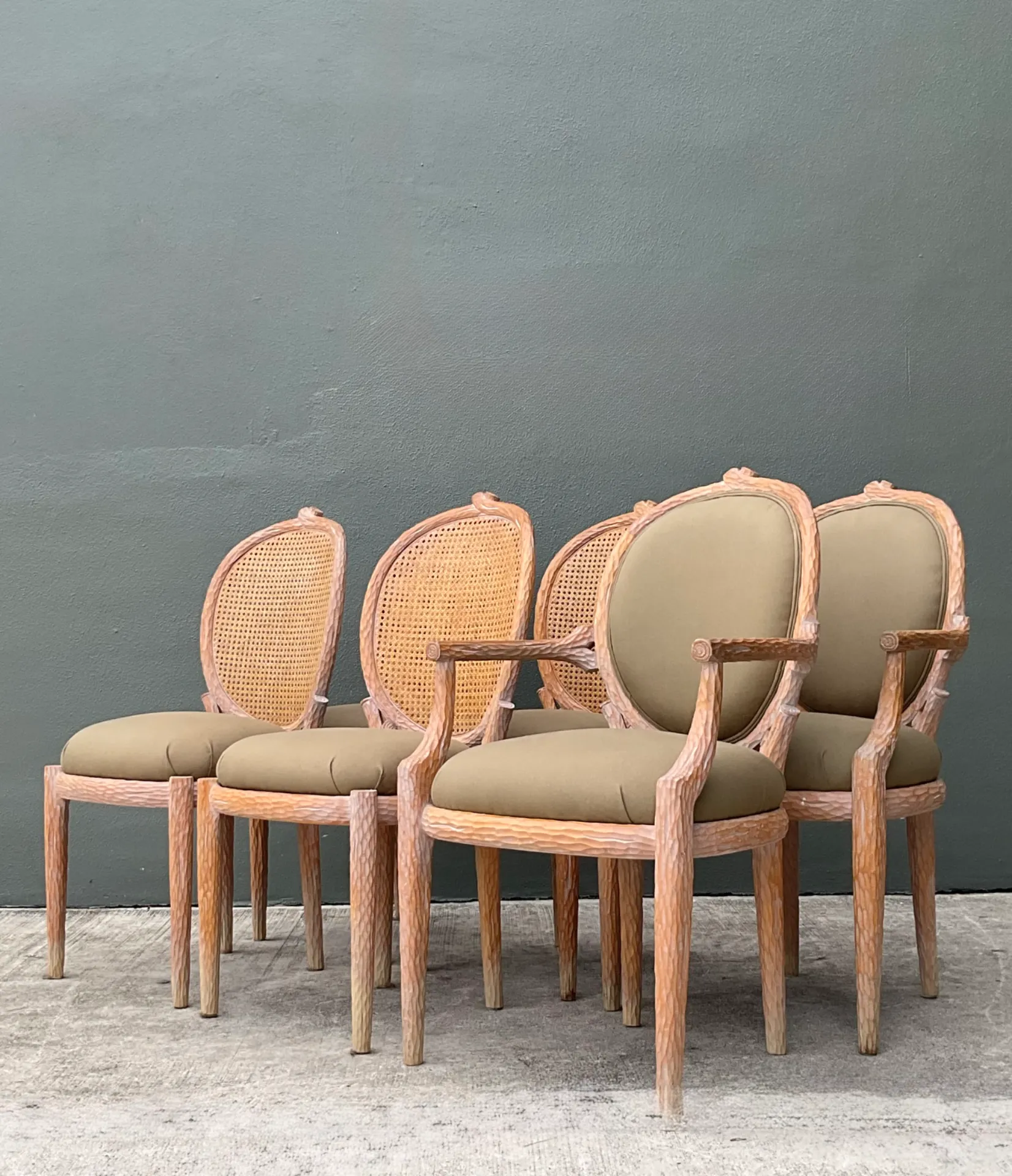 Vintage Carved Faux Bois Dining Chairs - Set Of 6; — additional photo 8