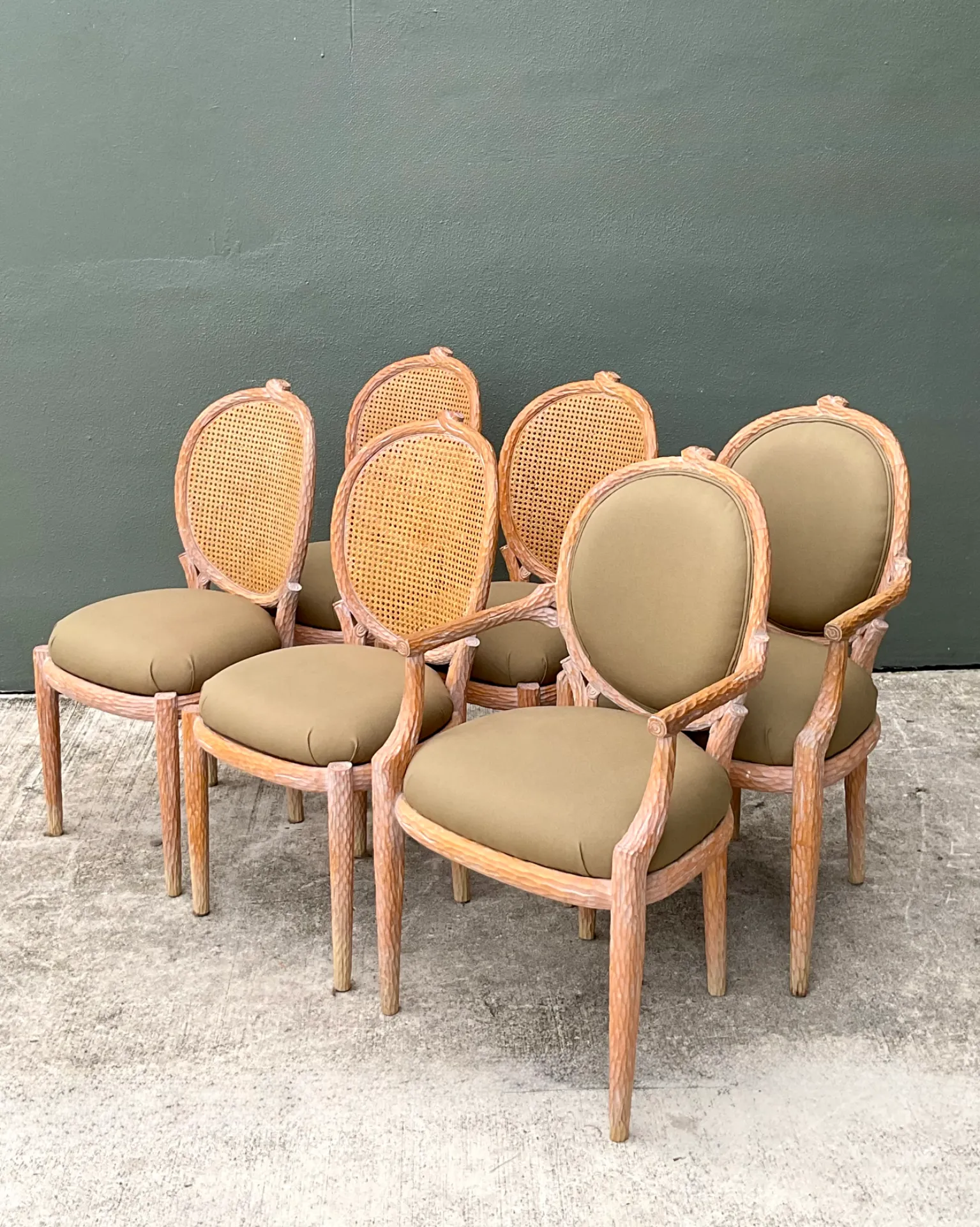Vintage Carved Faux Bois Dining Chairs - Set Of 6; — additional photo 1