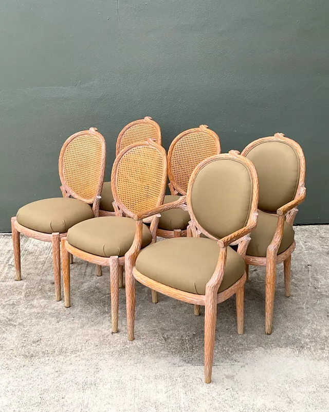 Vintage Carved Faux Bois Dining Chairs - Set Of 6; — additional photo 1