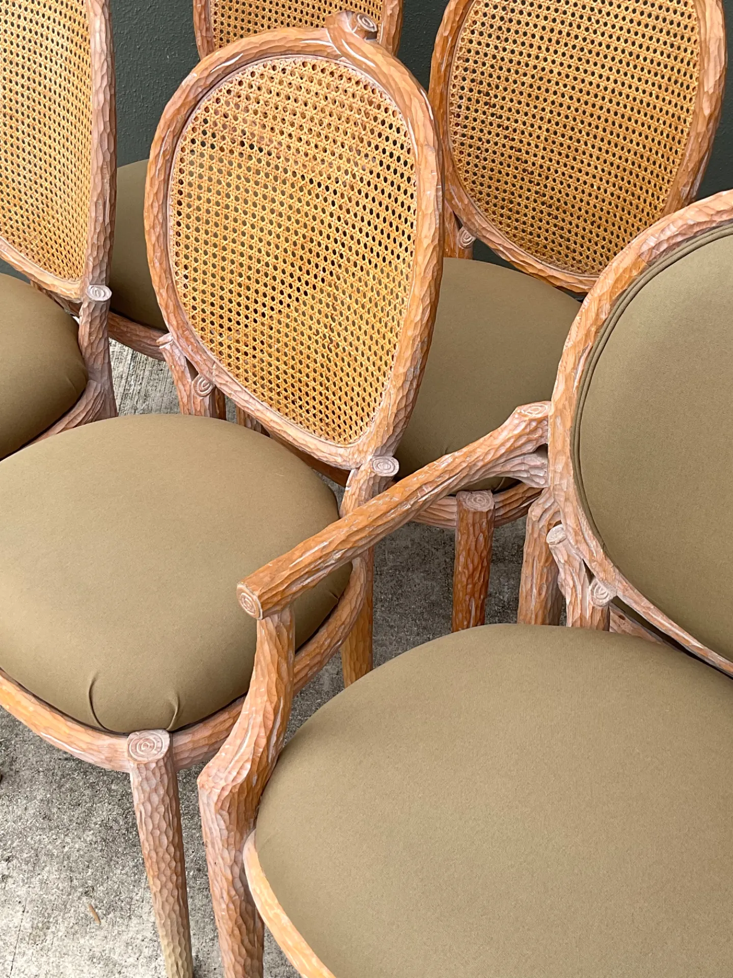 Vintage Carved Faux Bois Dining Chairs - Set Of 6; — additional photo 3