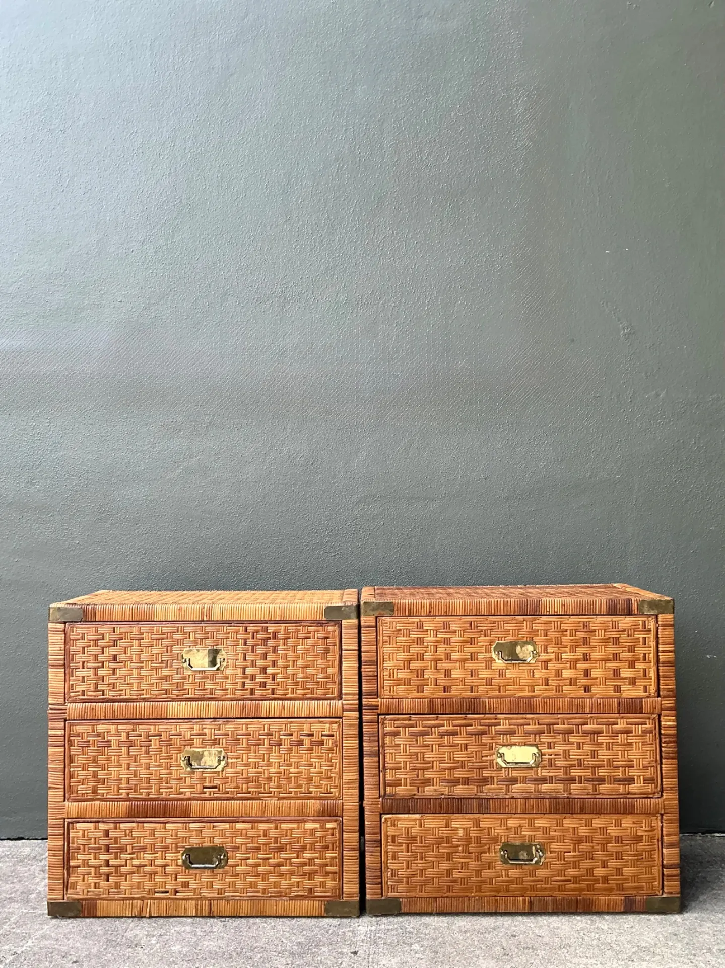 Vintage Woven Rattan Chest of Drawers - Set of 2 — additional photo 2