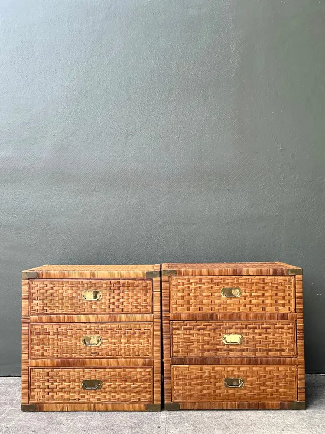 Vintage Woven Rattan Chest of Drawers - Set of 2 — additional photo 2