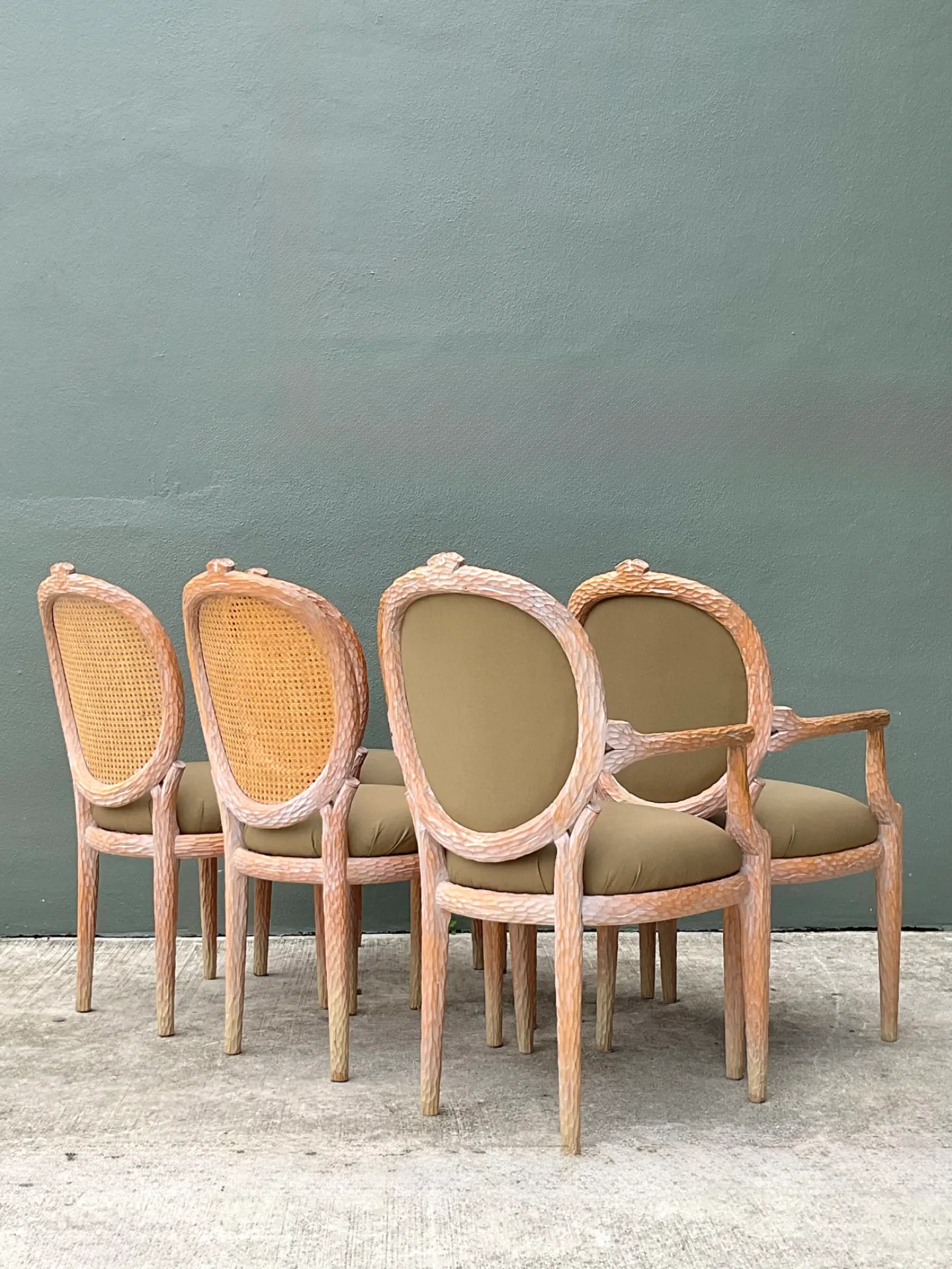 Vintage Carved Faux Bois Dining Chairs - Set Of 6; — additional photo 4