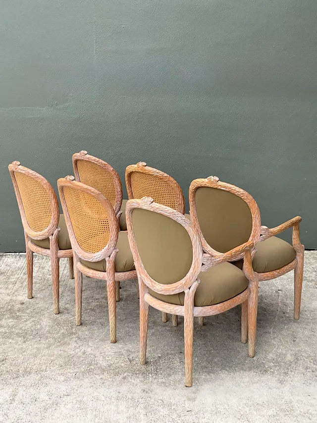 Vintage Carved Faux Bois Dining Chairs - Set Of 6; — additional photo 6