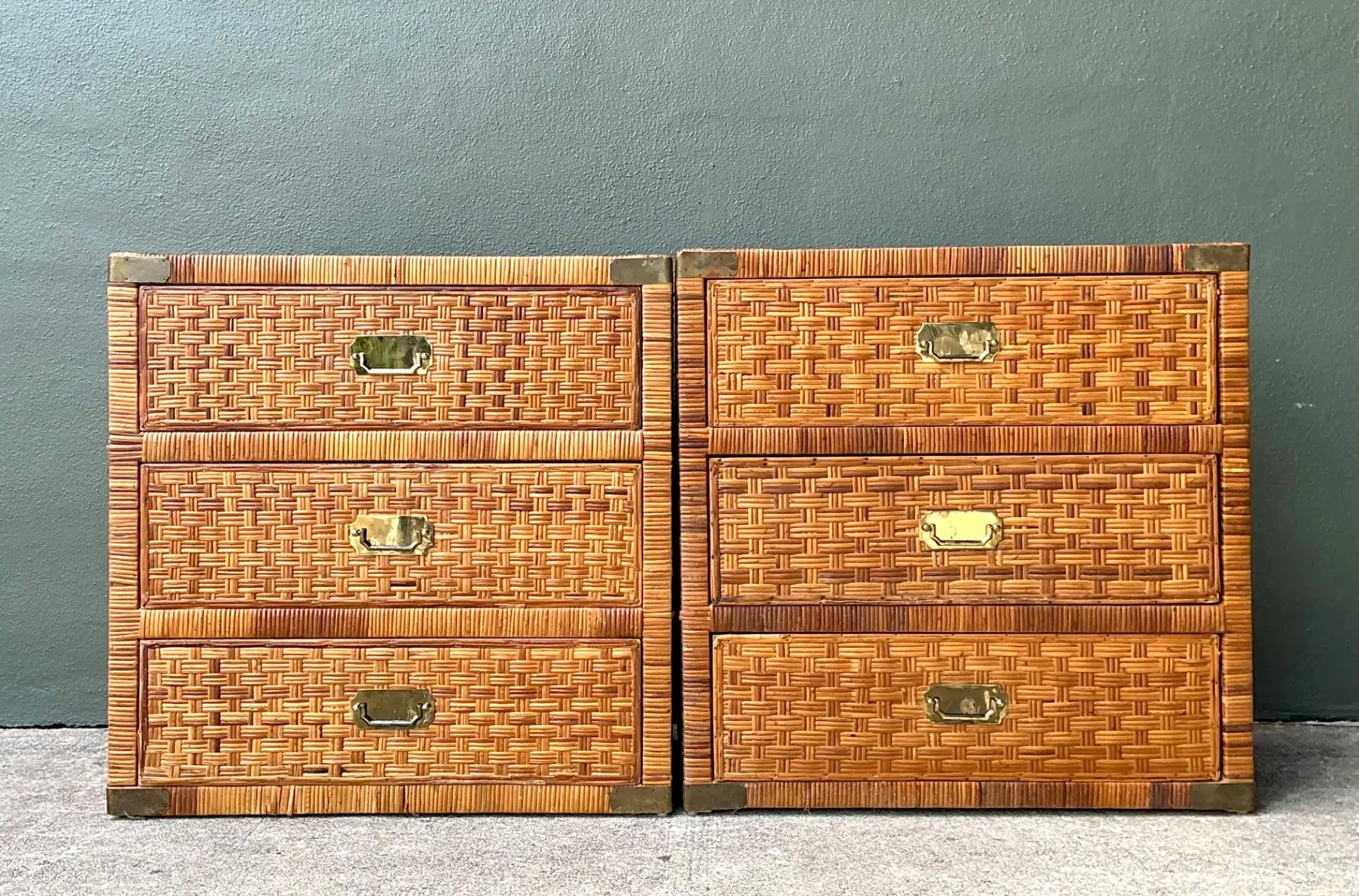 Vintage Woven Rattan Chest of Drawers - Set of 2 — additional photo 6
