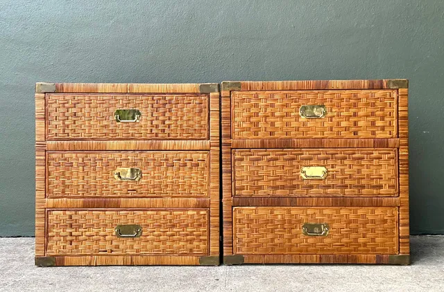 Vintage Woven Rattan Chest of Drawers - Set of 2 — additional photo 6
