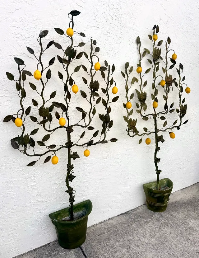 Vintage Italian Lemon Tole Tree Lights - A Pair — additional photo 8