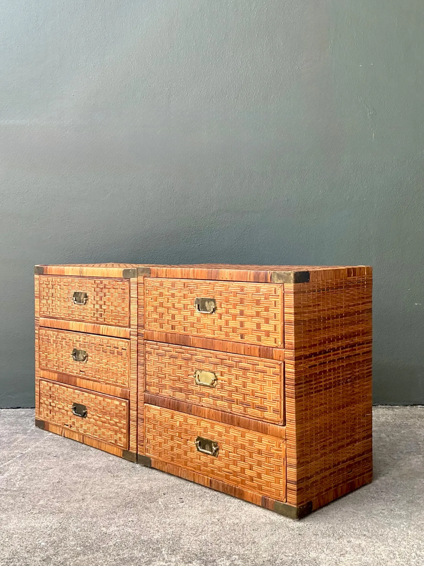 Vintage Woven Rattan Chest of Drawers - Set of 2 — additional photo 4