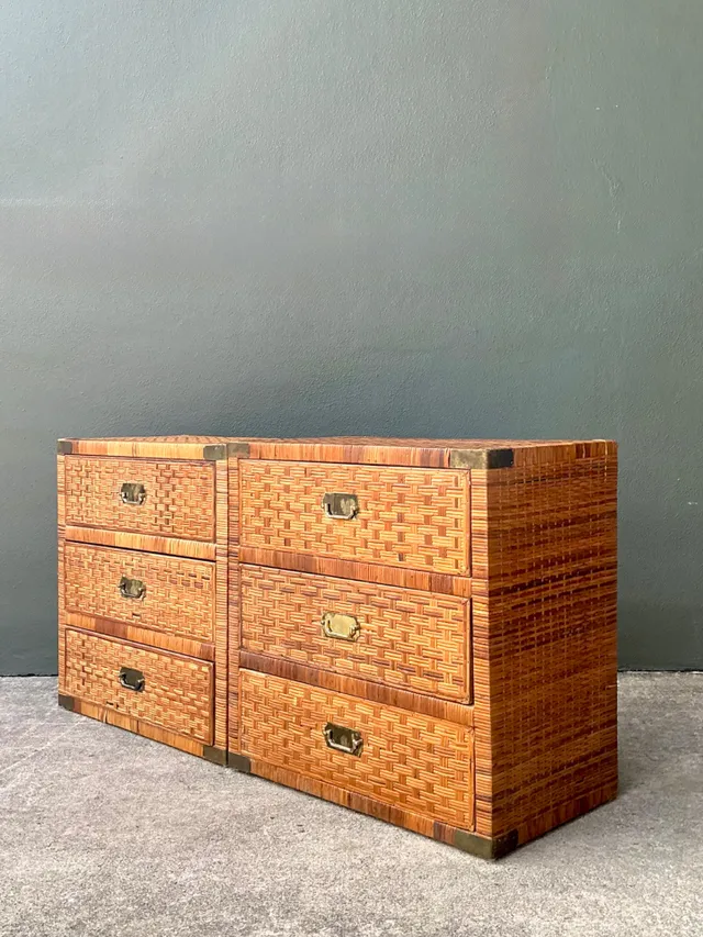 Vintage Woven Rattan Chest of Drawers - Set of 2 — additional photo 4