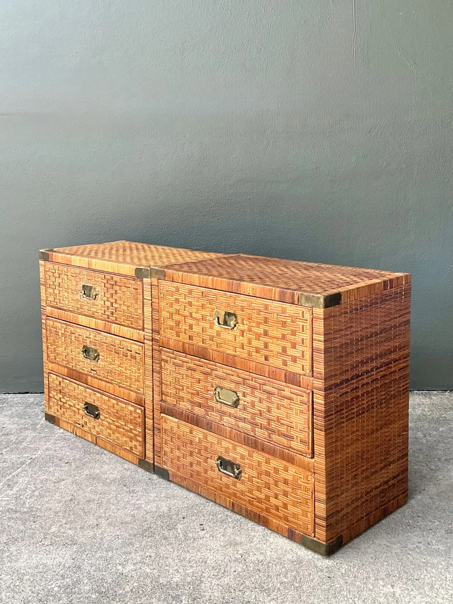Vintage Woven Rattan Chest of Drawers - Set of 2 — additional photo 3