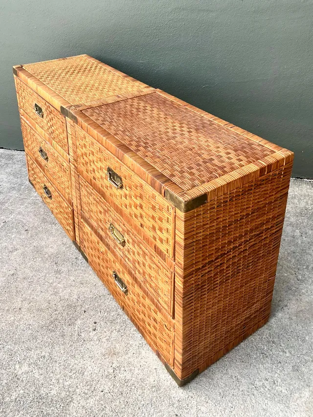 Vintage Woven Rattan Chest of Drawers - Set of 2 — additional photo 1