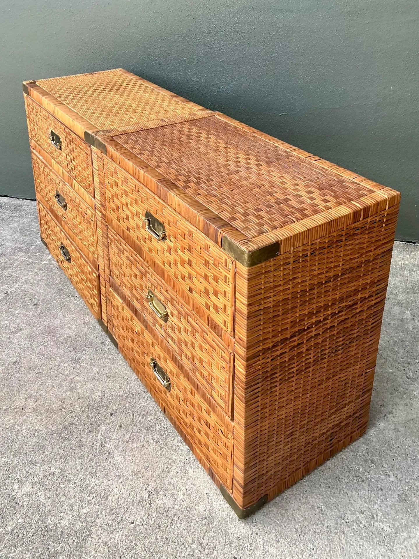 Vintage Woven Rattan Chest of Drawers - Set of 2 — additional photo 7