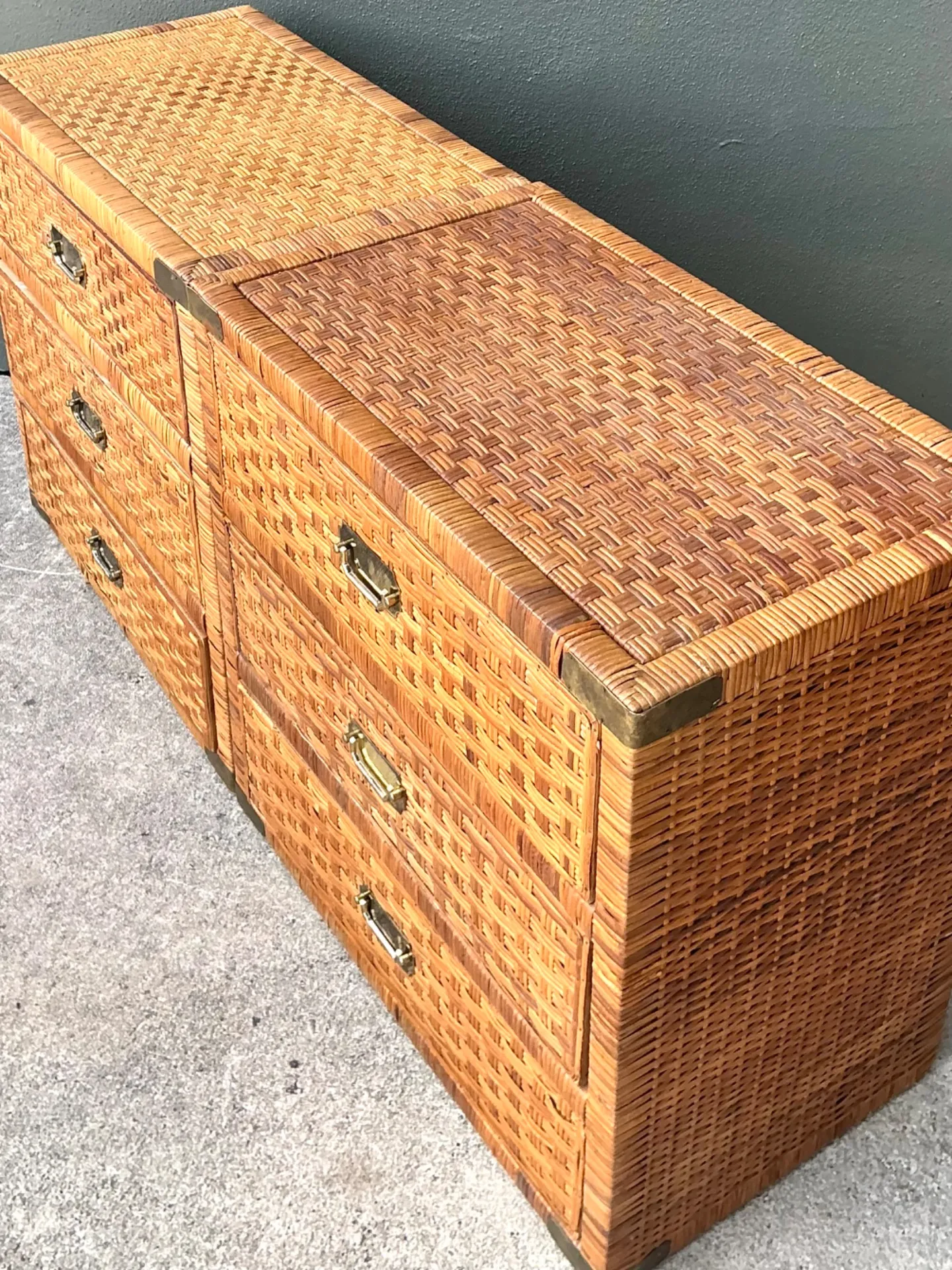 Vintage Woven Rattan Chest of Drawers - Set of 2 — additional photo 8