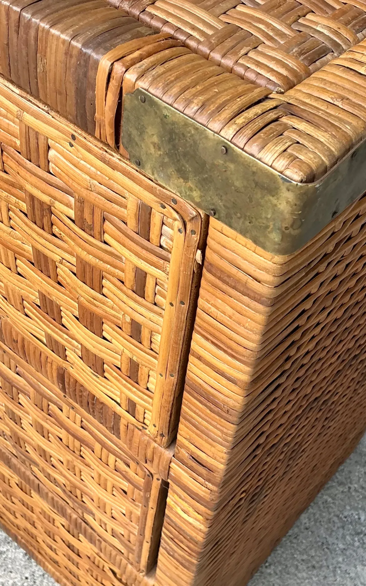 Vintage Woven Rattan Chest of Drawers - Set of 2 - Angle view