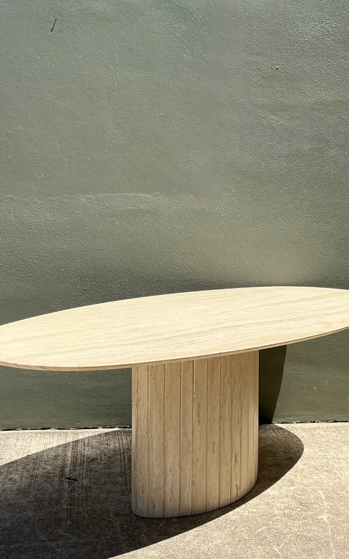 Vintage Italian Travertine Oval Dining Table — additional photo 2