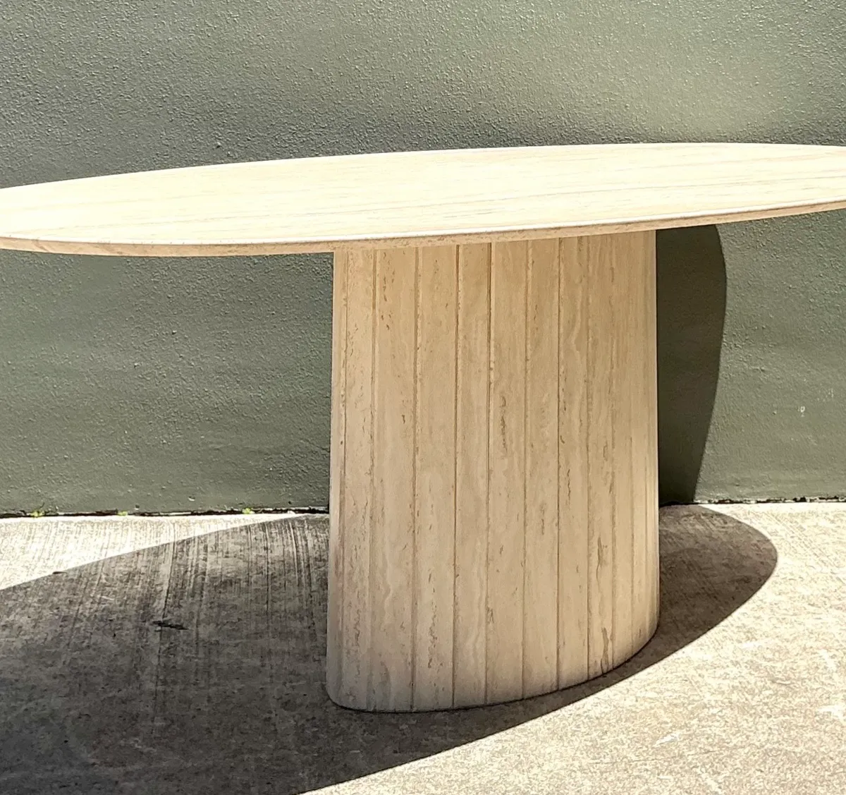 Vintage Italian Travertine Oval Dining Table — additional photo 4