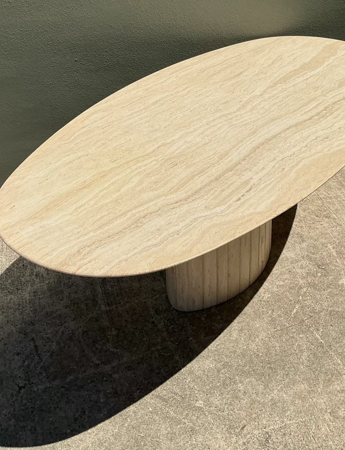 Vintage Italian Travertine Oval Dining Table — additional photo 1