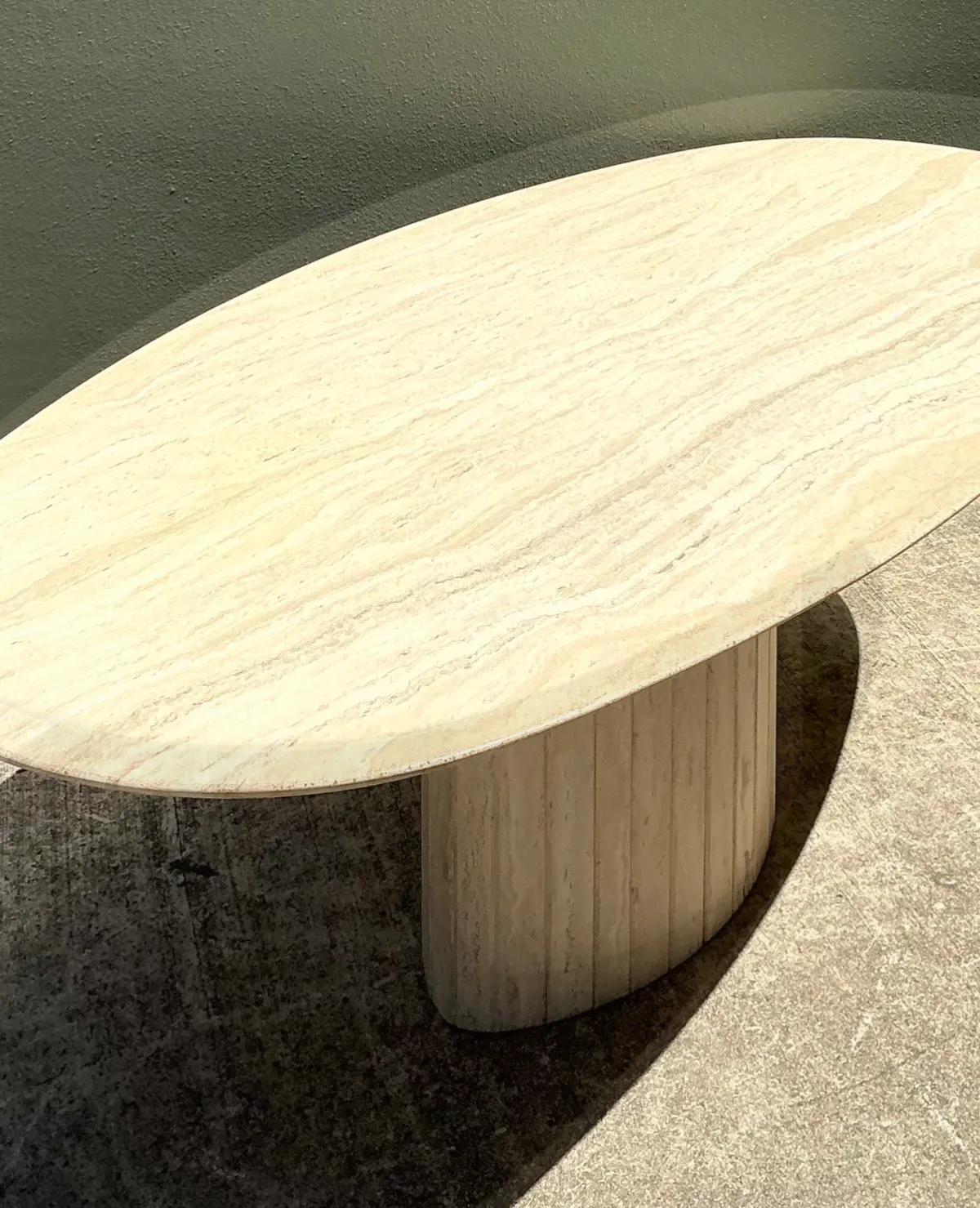 Vintage Italian Travertine Oval Dining Table — additional photo 3