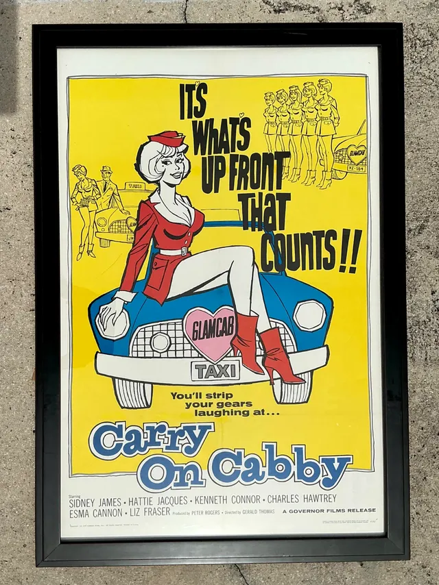 Vintage 1960s Carry On Cabby Movie Poster — additional photo 3