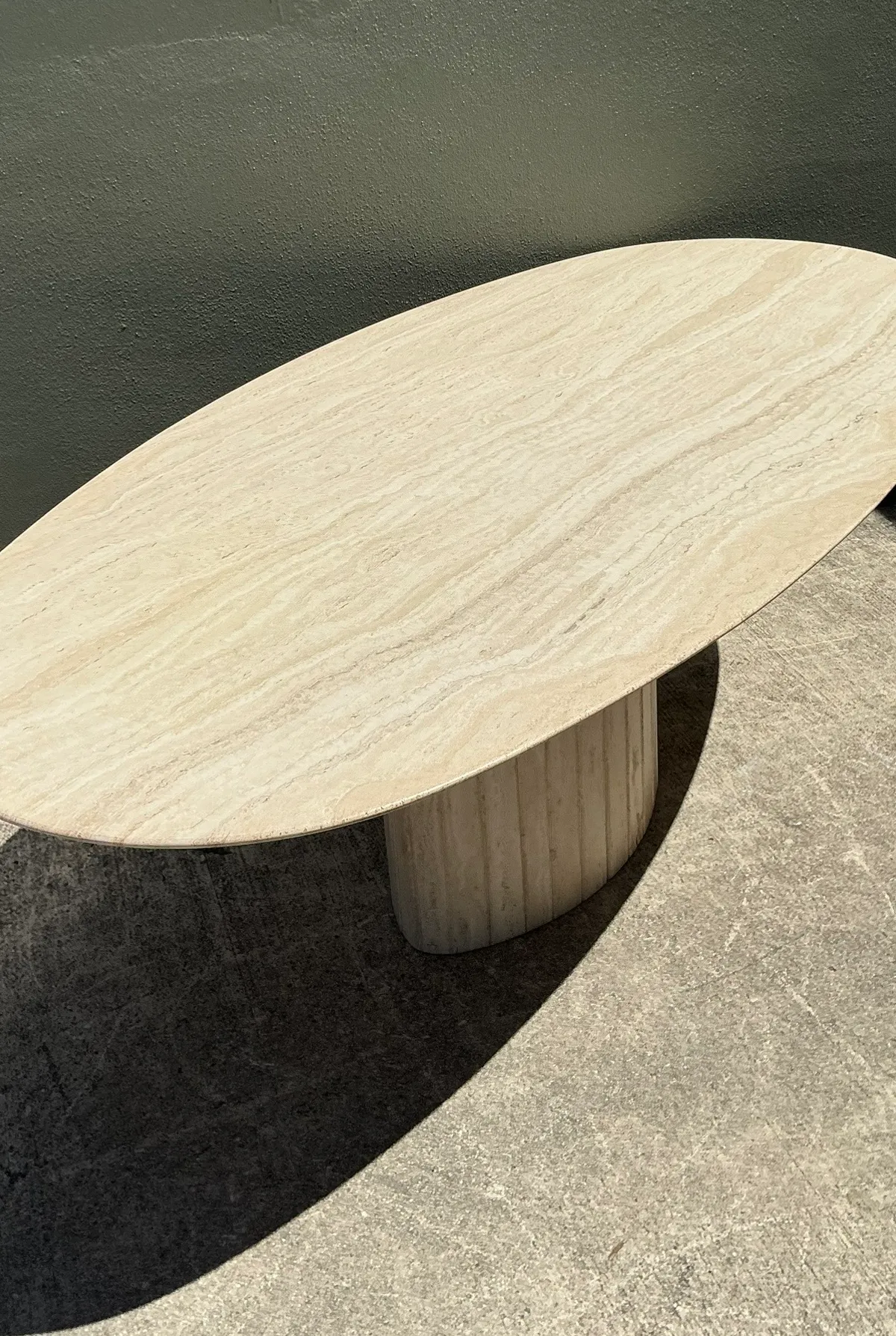 Vintage Italian Travertine Oval Dining Table — additional photo 5