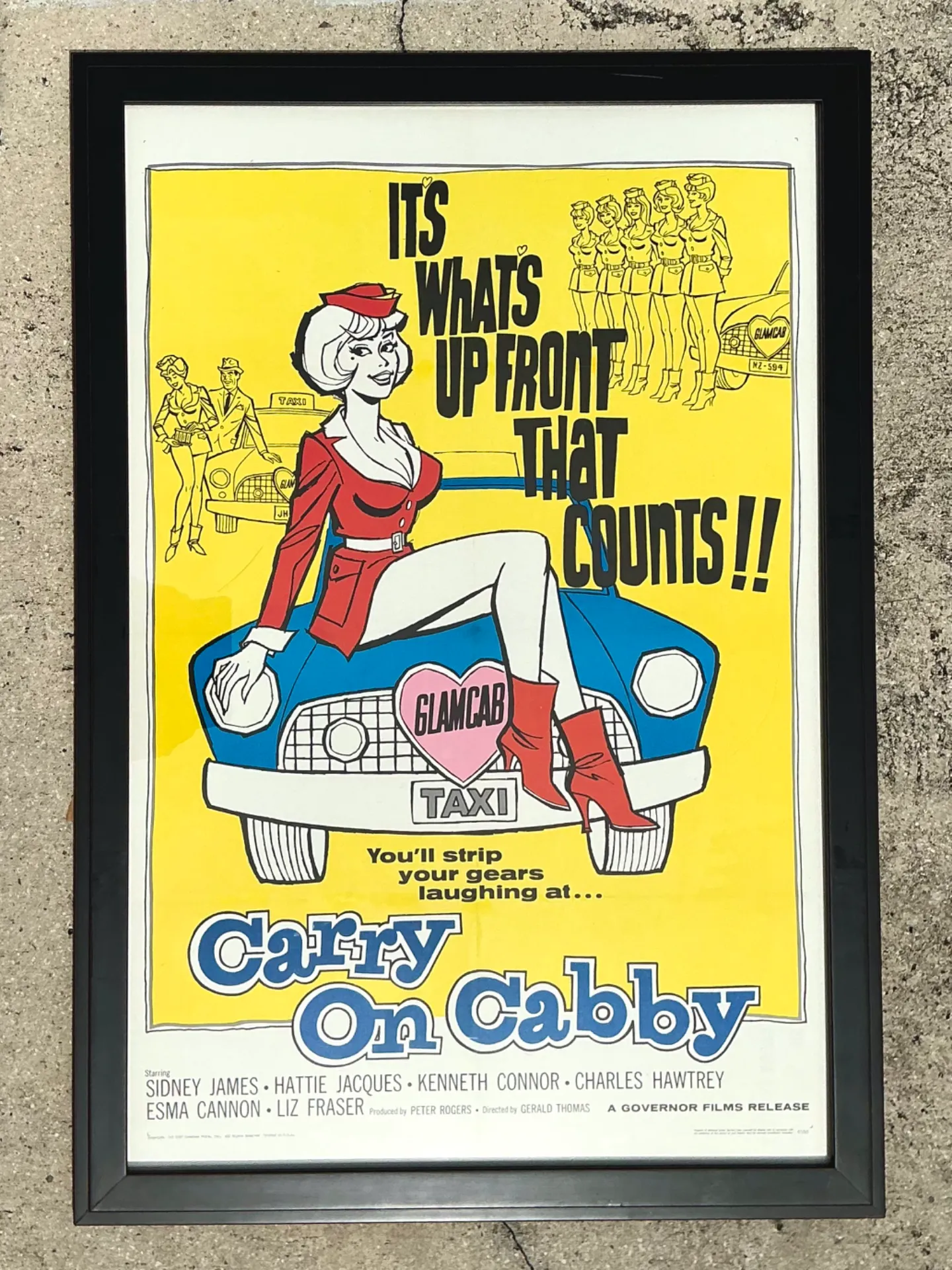 Vintage 1960s Carry On Cabby Movie Poster — additional photo 1