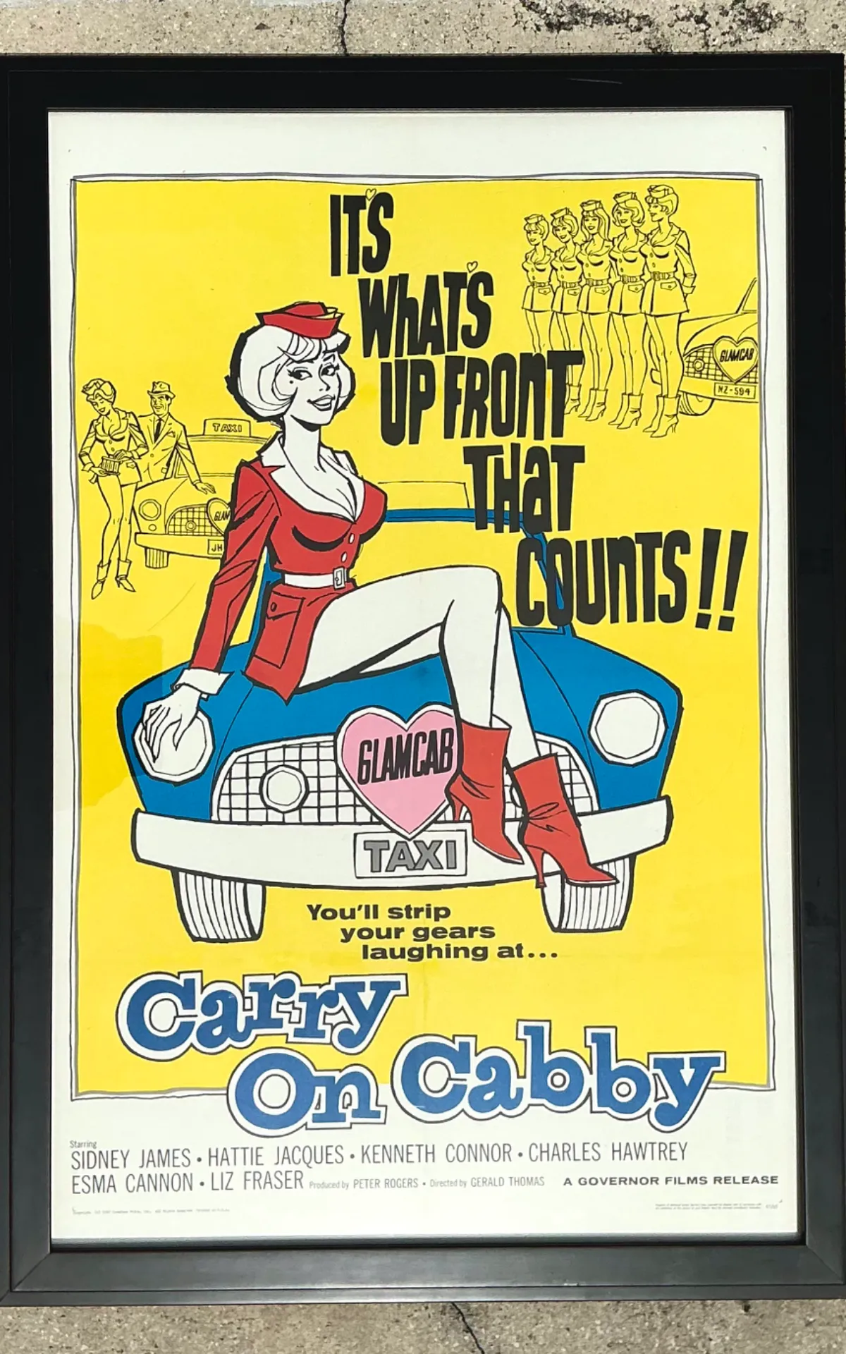 Vintage 1960s Carry On Cabby Movie Poster