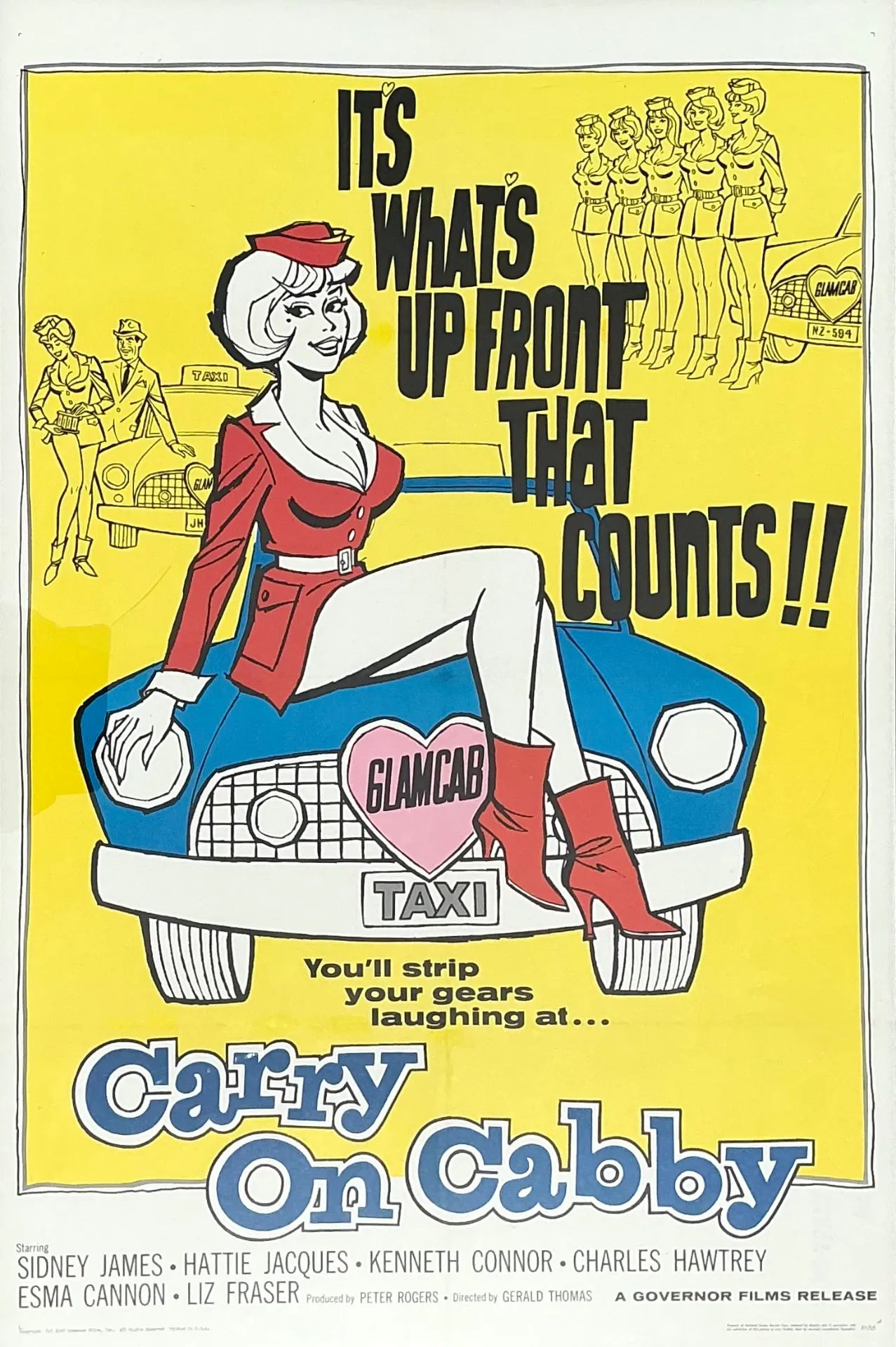Vintage 1960s Carry On Cabby Movie Poster — additional photo 4