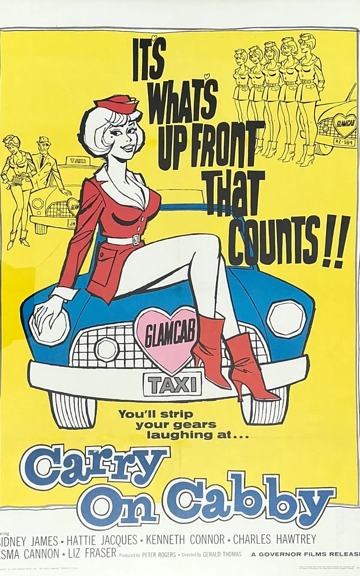 Vintage 1960s Carry On Cabby Movie Poster — additional photo 4