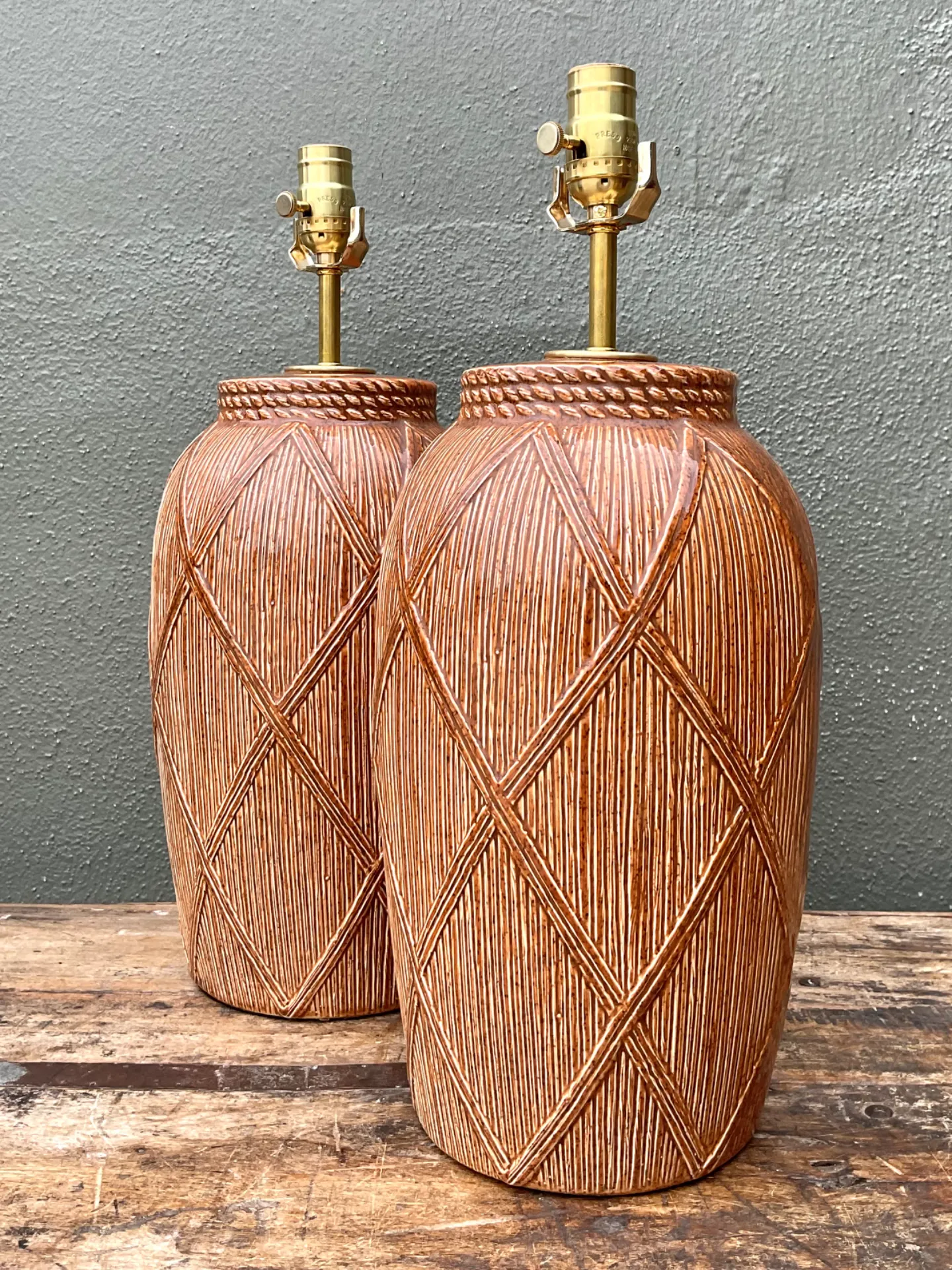 Vintage Textured Ceramic Lamps - A Pair — additional photo 5