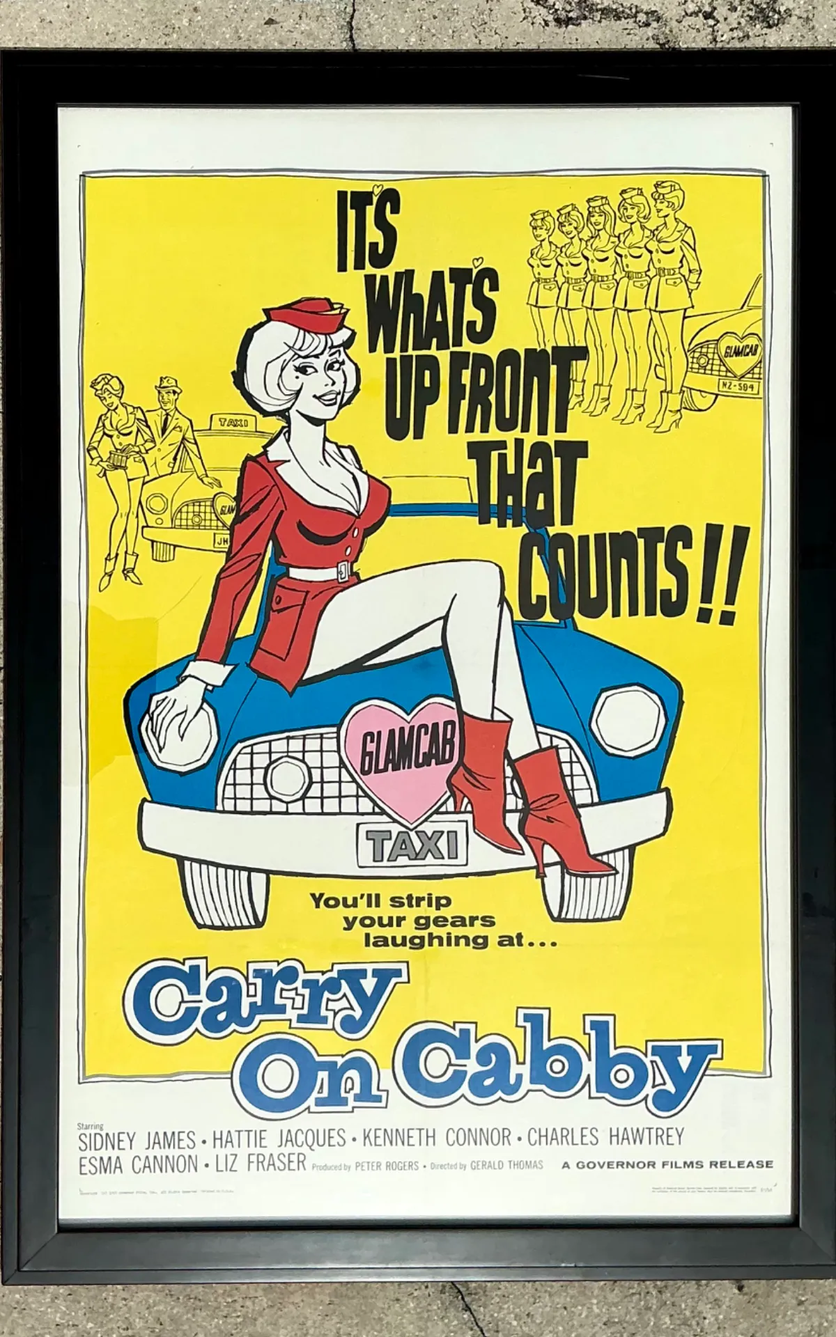 Vintage 1960s Carry On Cabby Movie Poster — additional photo 2