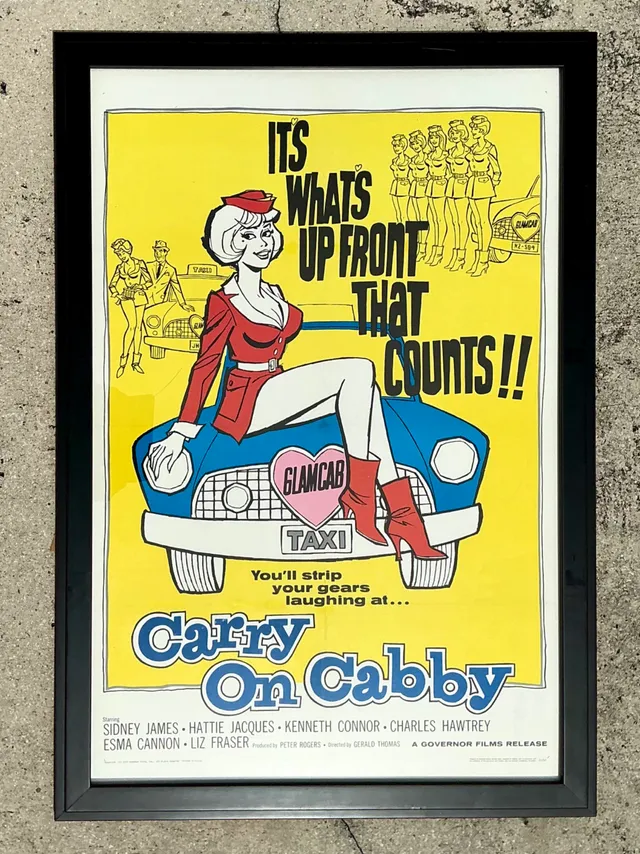 Vintage 1960s Carry On Cabby Movie Poster — additional photo 2
