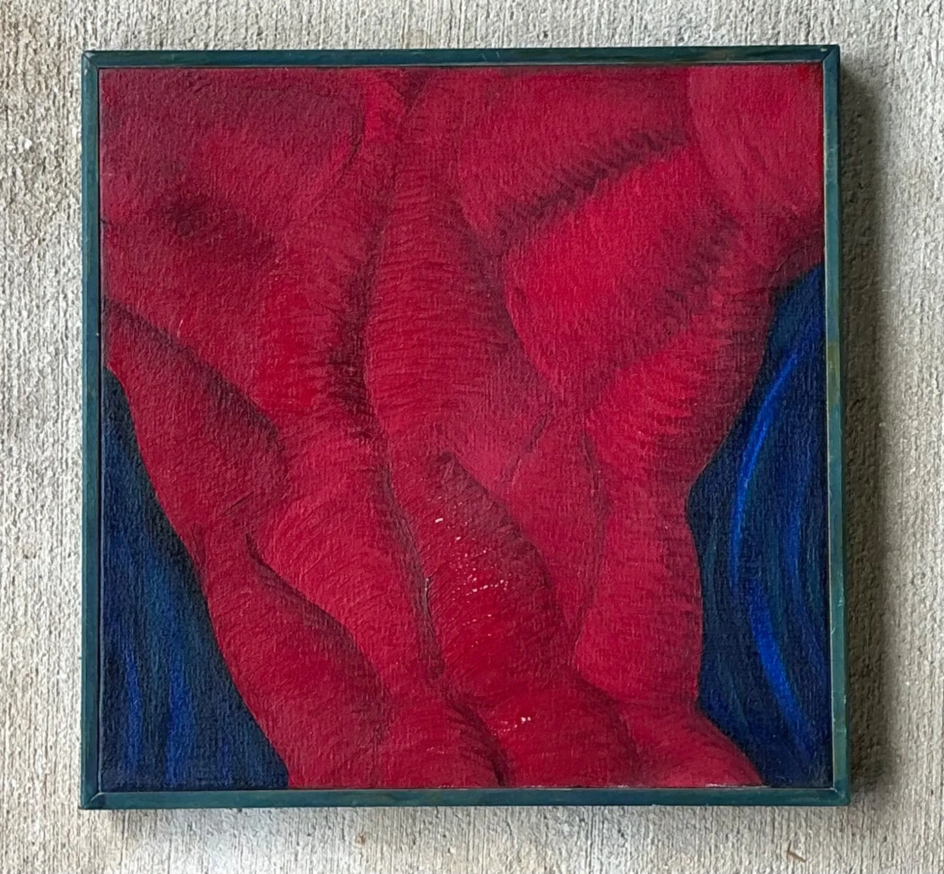 Vintage Geometric Red Oil Painting — additional photo 1