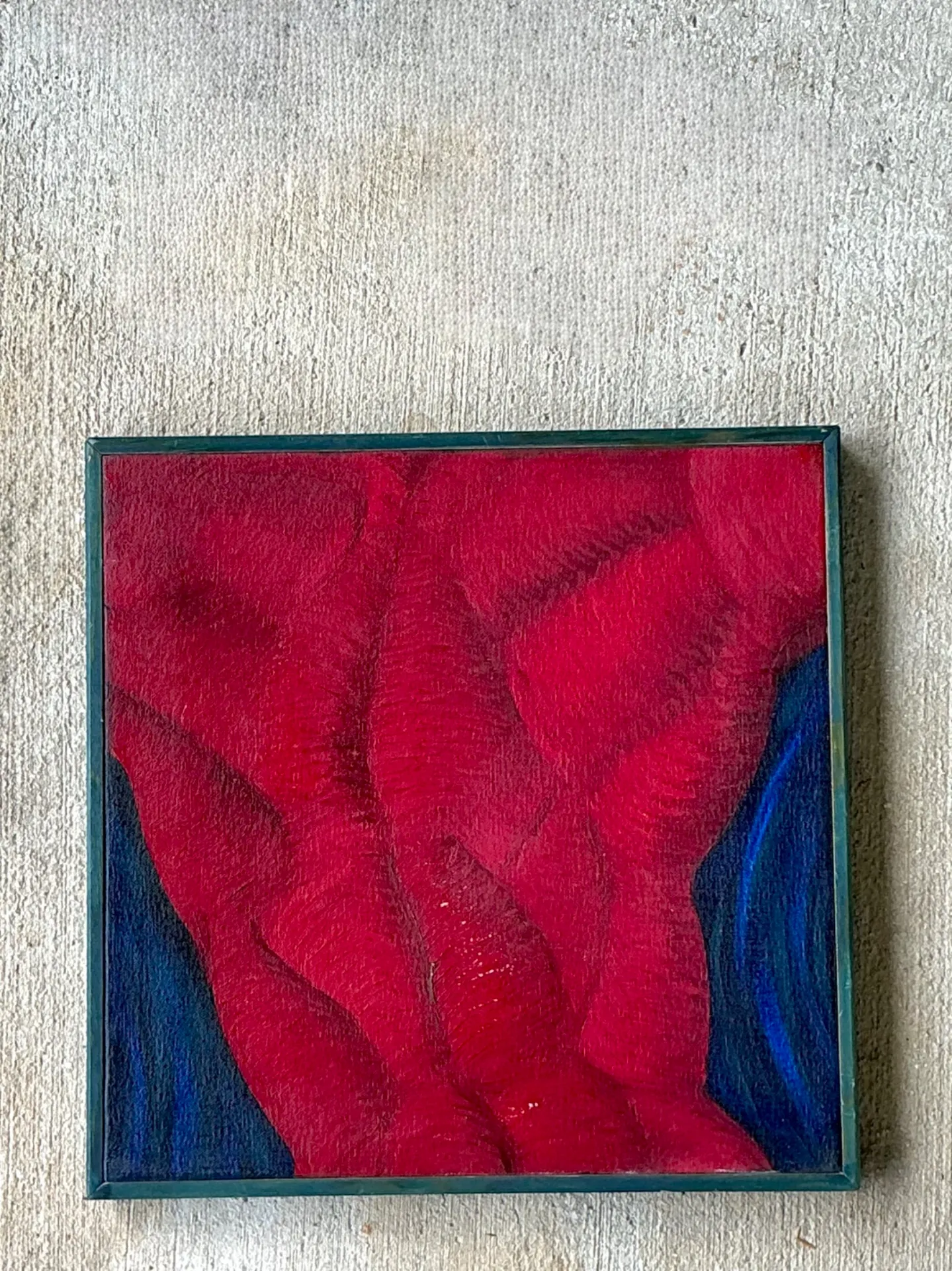 Vintage Geometric Red Oil Painting — additional photo 3