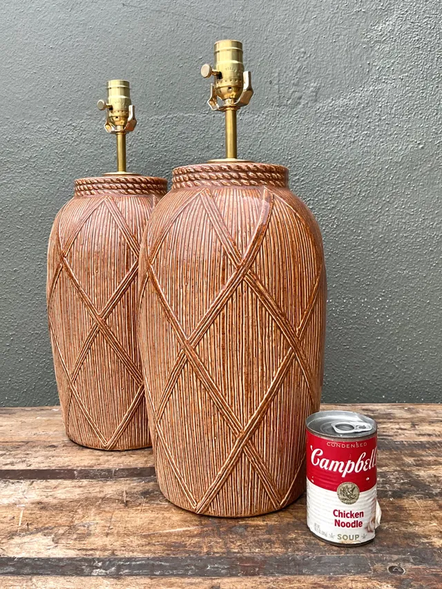 Vintage Textured Ceramic Lamps - A Pair — additional photo 2