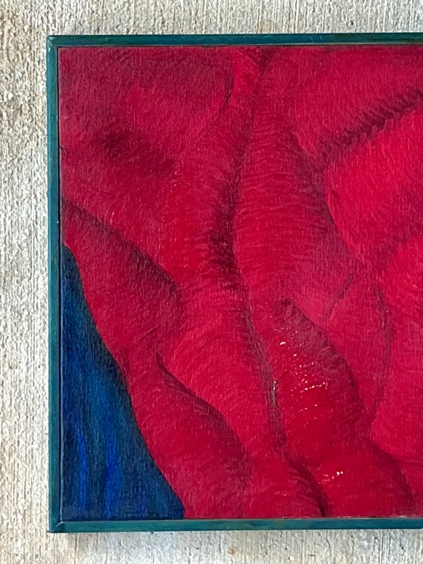 Vintage Geometric Red Oil Painting — additional photo 4