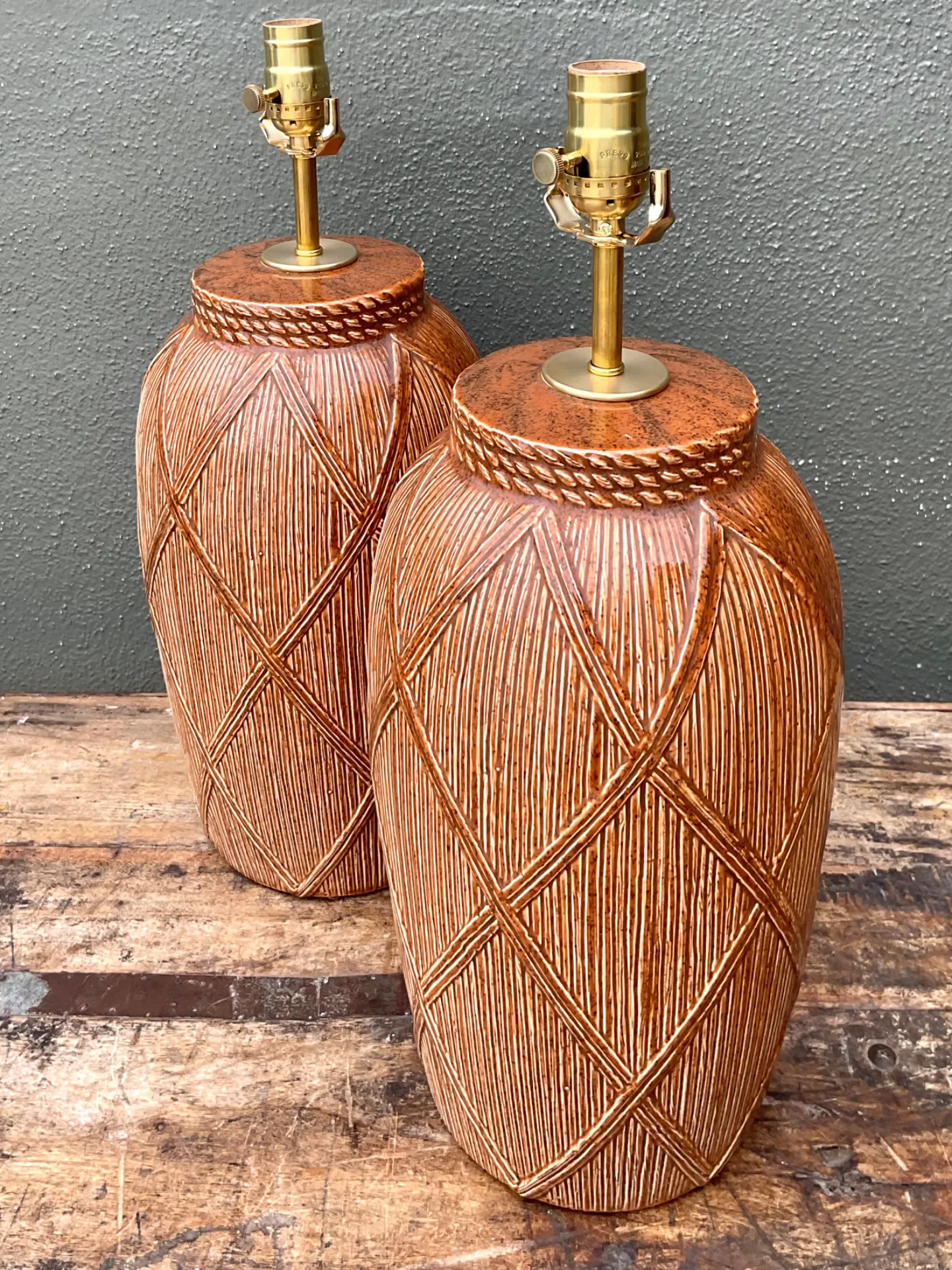 Vintage Textured Ceramic Lamps - A Pair — additional photo 4