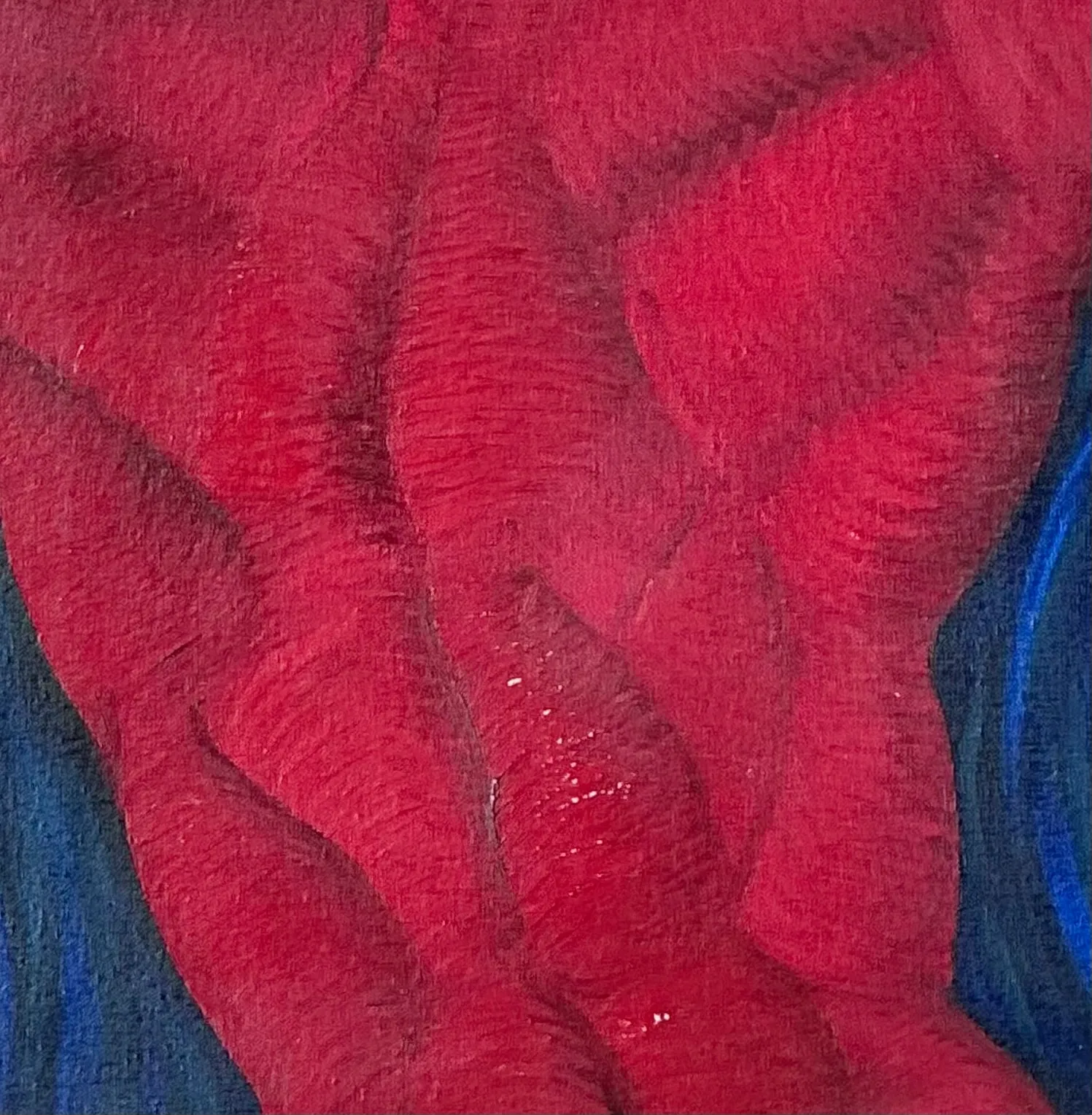 Vintage Geometric Red Oil Painting — additional photo 2
