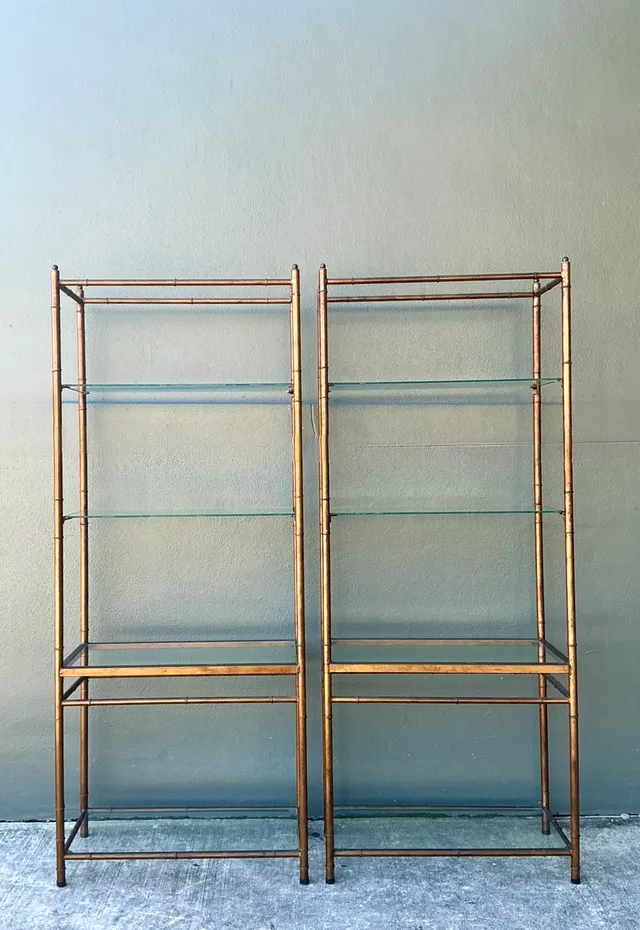 Vintage Metal and Glass Etagere Shelves - Pair — additional photo 8
