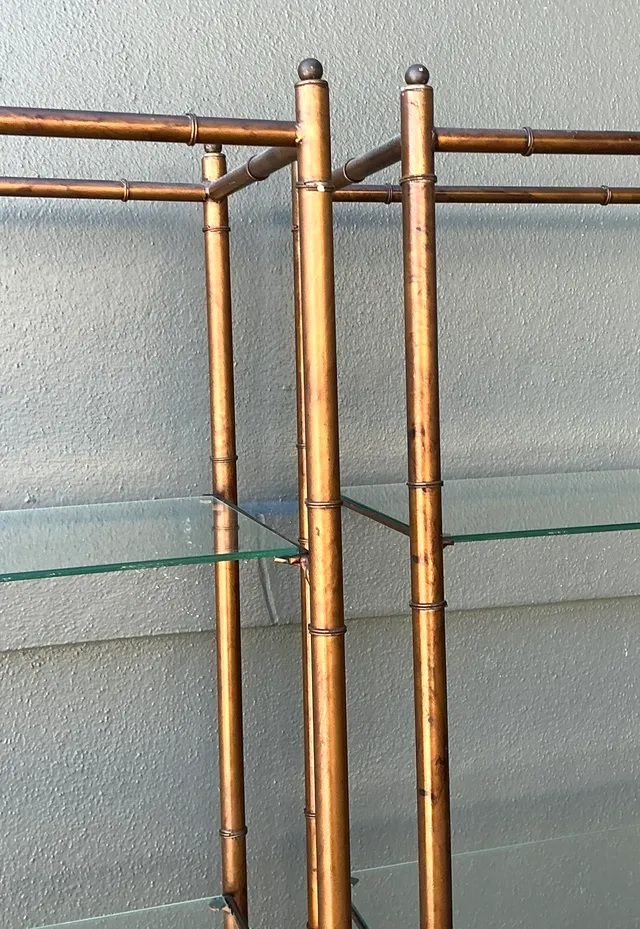 Vintage Metal and Glass Etagere Shelves - Pair — additional photo 5