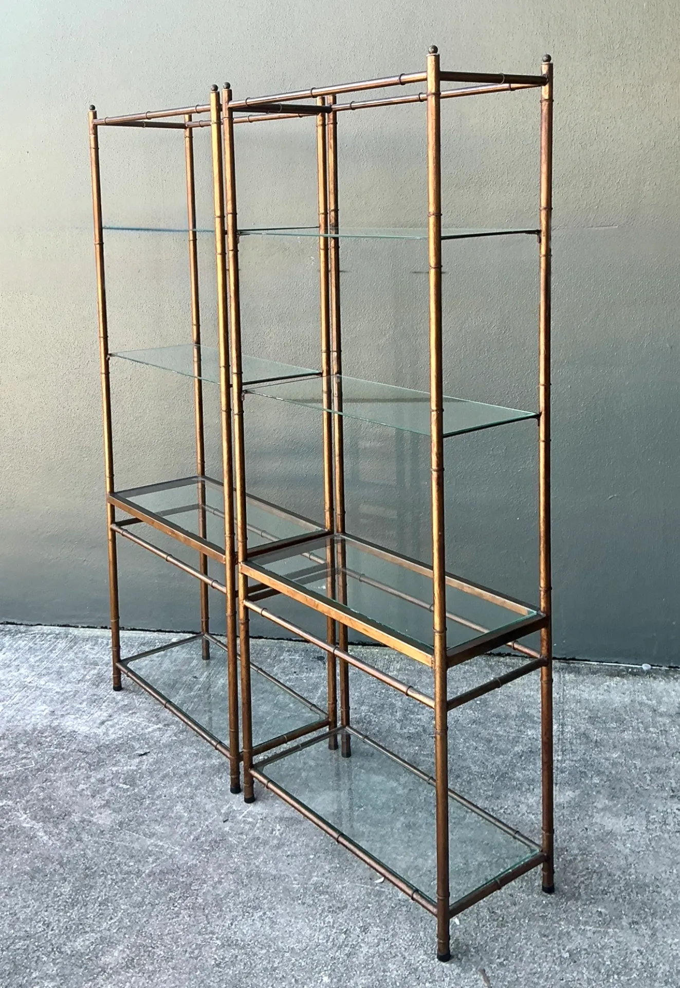 Vintage Metal and Glass Etagere Shelves - Pair — additional photo 4