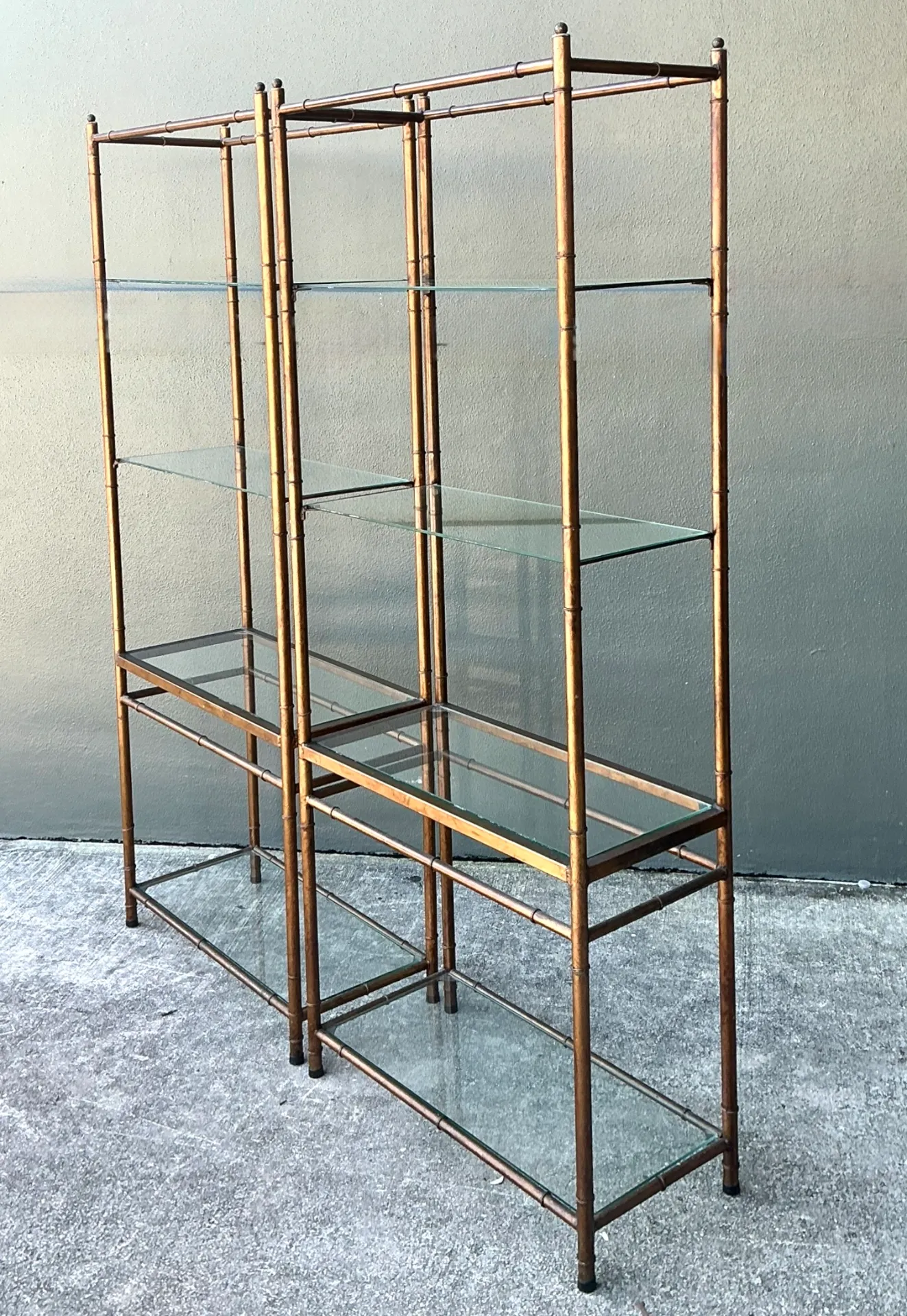 Vintage Metal and Glass Etagere Shelves - Pair — additional photo 3
