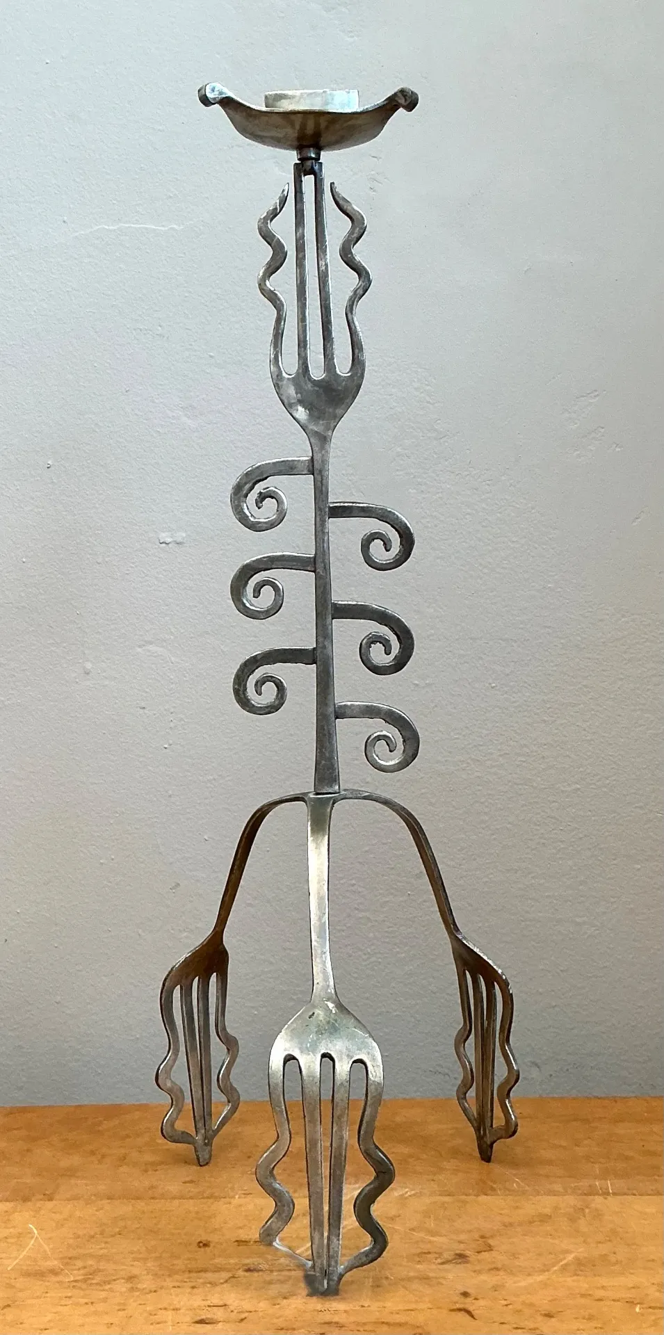 Vintage Sculptural Metal Fork Candle Stand — additional photo 5
