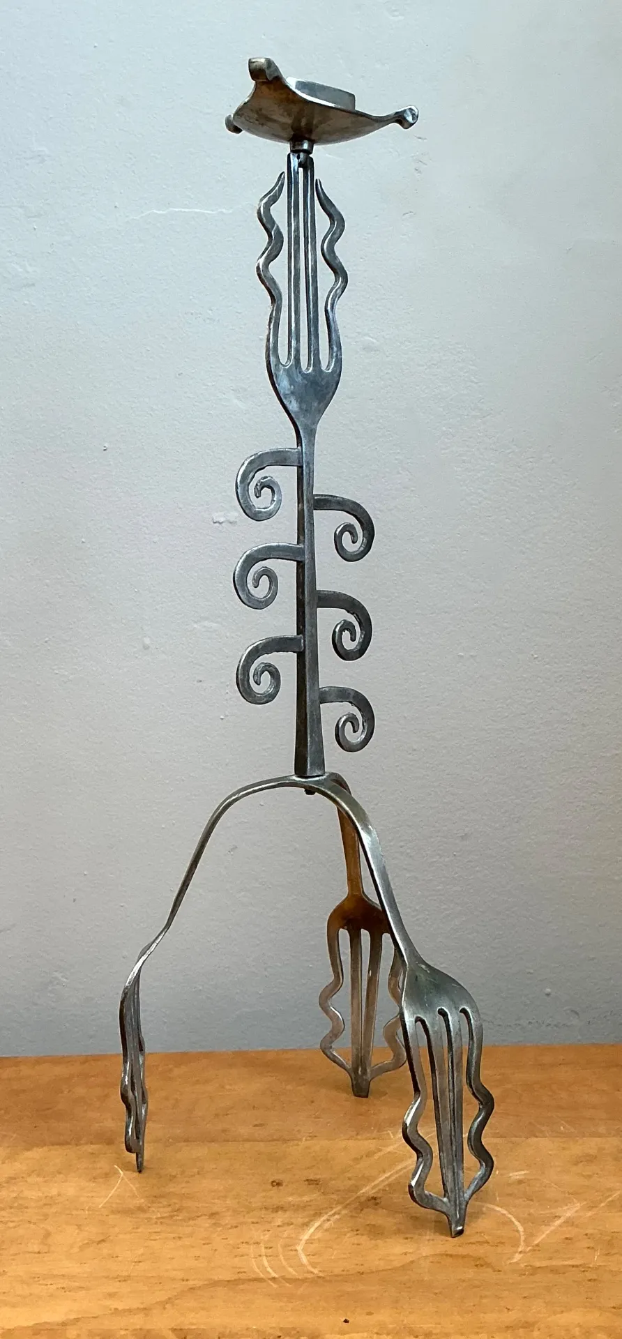 Vintage Sculptural Metal Fork Candle Stand — additional photo 7