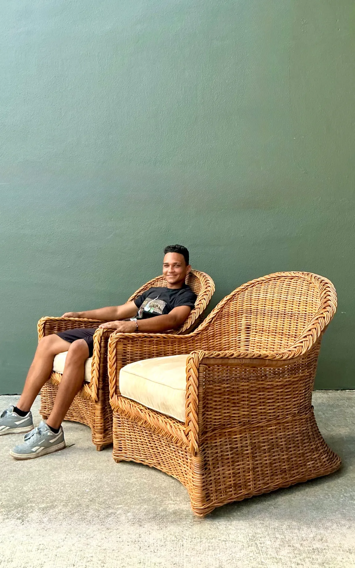 Vintage Braided Rattan Lounge Chairs - Pair — additional photo 3