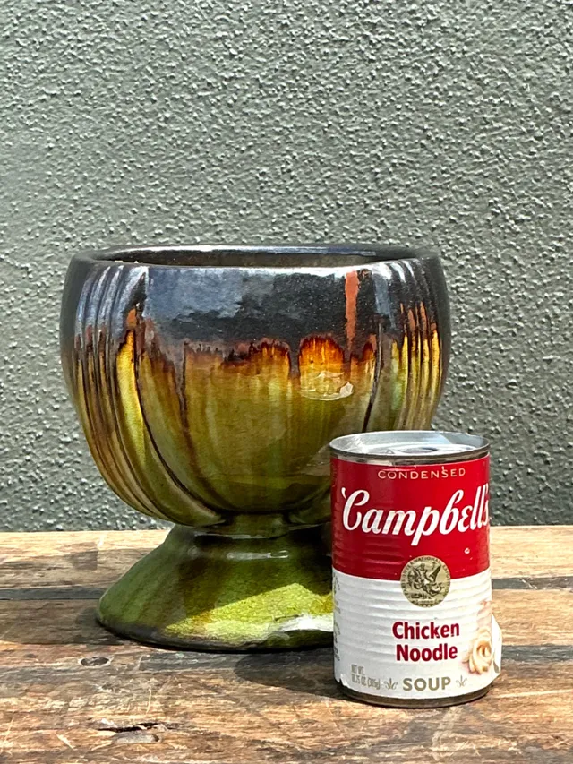 Vintage Drip Glaze Ceramic Pedestal Bowl — additional photo 1