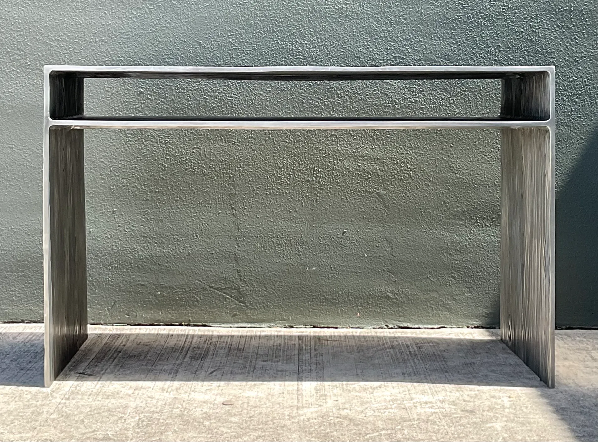 Vintage Wood Grain Metal Console Table — additional photo 7