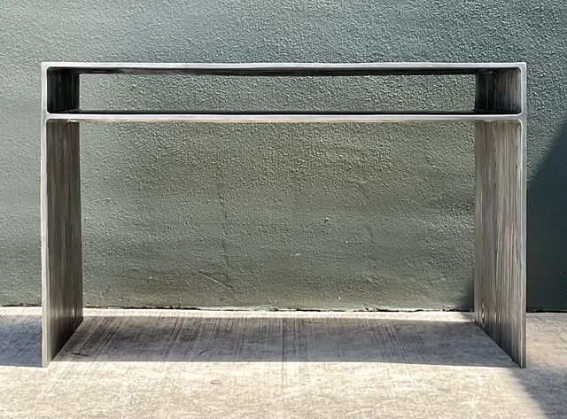 Vintage Wood Grain Metal Console Table — additional photo 7