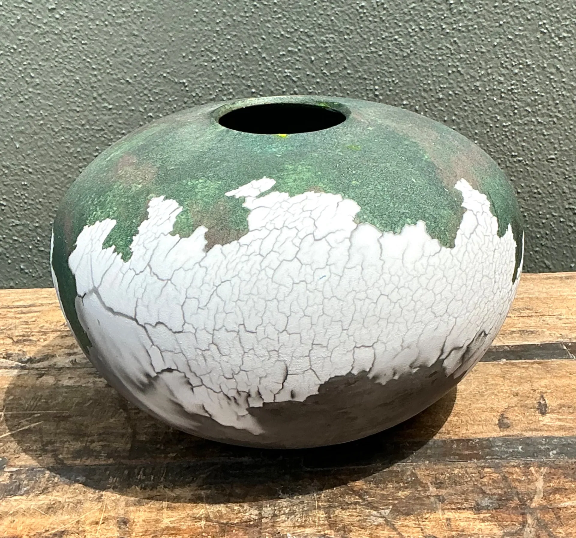 Vintage Tony Evans Crackle Glaze Ceramic Vase — additional photo 4