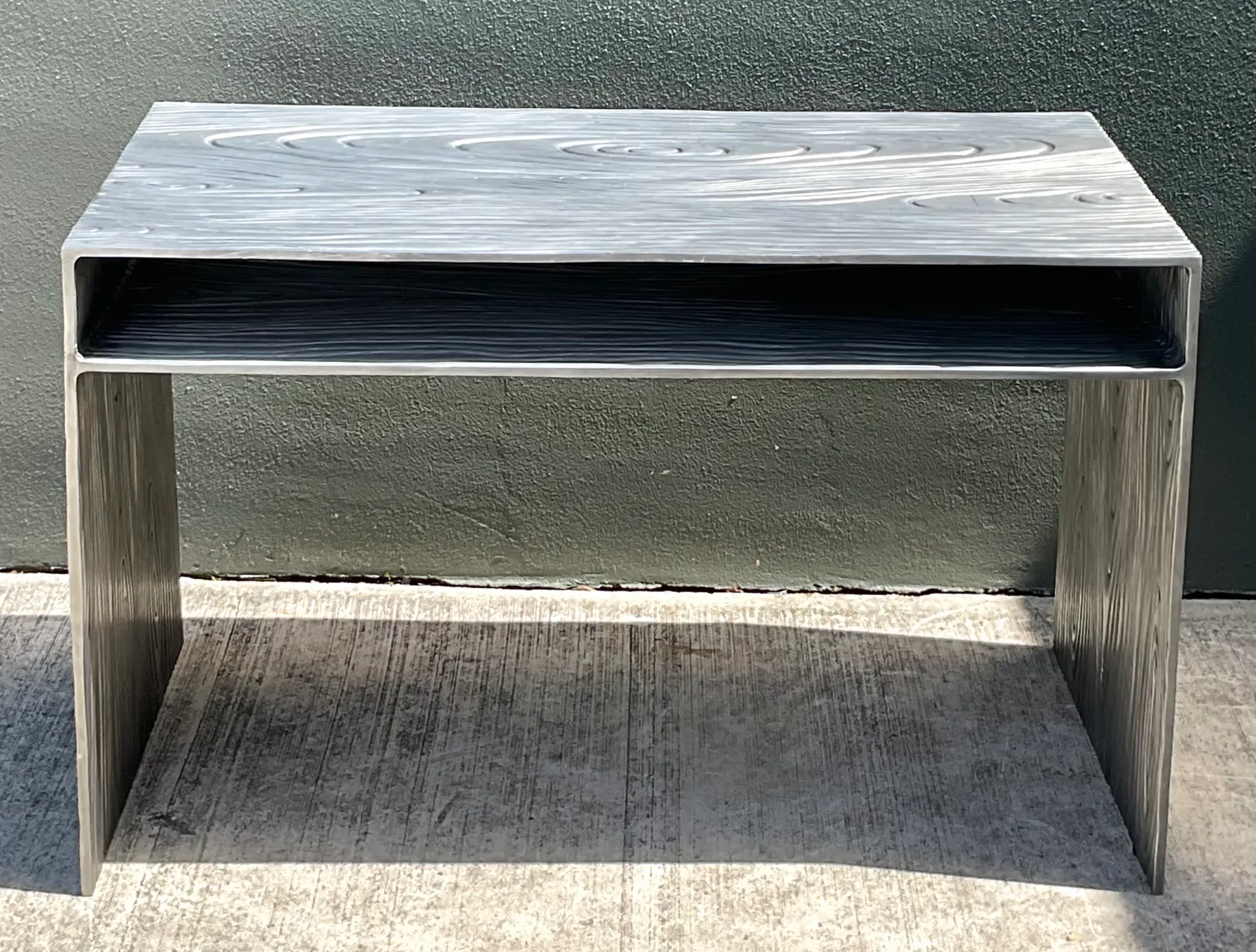 Vintage Wood Grain Metal Console Table — additional photo 5