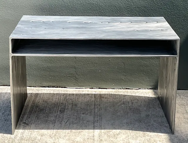 Vintage Wood Grain Metal Console Table — additional photo 5
